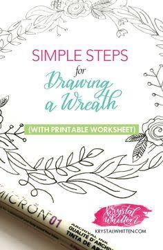 This contains an image of: {{ pinTitle }} Wreath Drawing Simple, Drawing Wreaths, What Do I Draw, Steps For Drawing, Floral Wreath Drawing, Flower Writing, Winter Doodles, Cars Stickers, Christmas Fonts Free