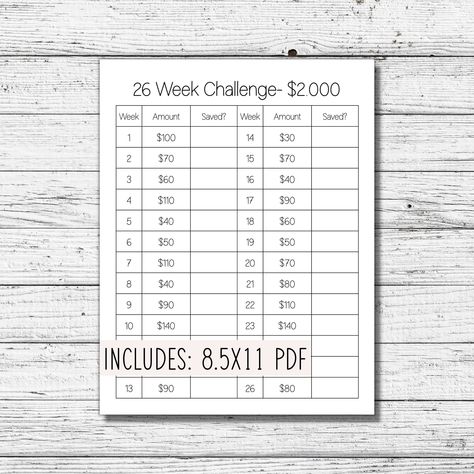 #26_Week_Savings_Challenge #1k_Savings_Challenge #Saving_Tracker #Week_Challenge 26 Week Savings Challenge, 1k Savings Challenge, Week Challenge, Saving Challenge, Money Challenge, Goal Tracker, Saving Goals, Savings Tracker, Start Saving