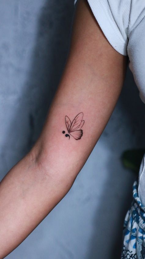 Semicolon with a butterfly wings Butterfly Tattoo