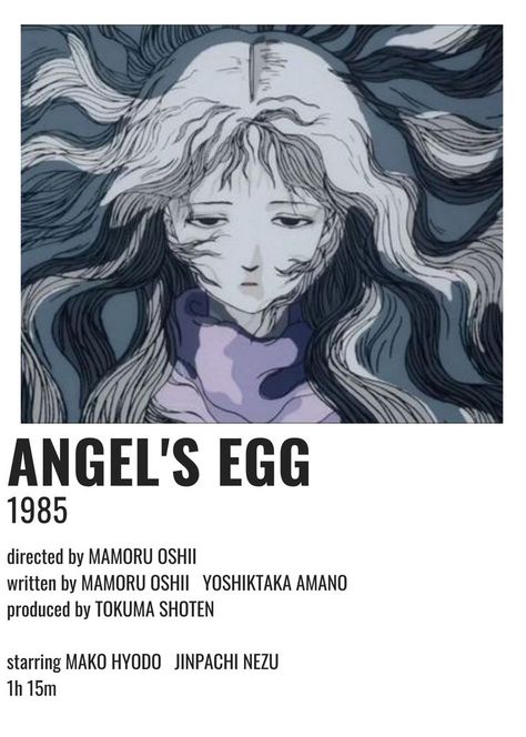 Angels Egg, Mamoru Oshii, Polaroid Movie Poster, Minimalist Polaroid Poster, Polaroid Poster, Gothic Anime, Anime Movies, Movie Poster, Female Sketch