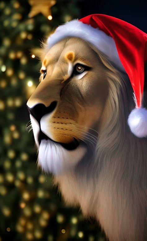 Winter King, Cats Images, Lion Images, Grey Christmas, Big Cats Art, Lion Pictures, Merry Christmas To All, Lion Art, Art Pages