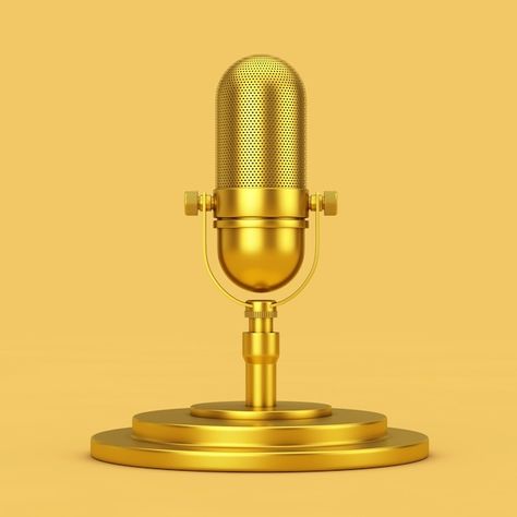 Photo golden retro microphone on a golde... | Premium Photo #Freepik #photo #radio-microphone #old-microphone #microphone #mic Retro Microphone, Radio Microphone, Background 3d, Psd Icon, Iconic Photos, Yellow Background, 3d Rendering, Vector Photo, Premium Photo