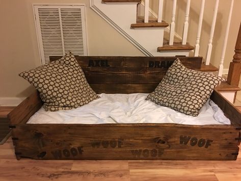 Dog bed with crib mattress Dog Bed From Crib Mattress, Dog Bed With Crib Mattress, Dog Bed Out Of Crib Mattress, Twin Mattress Dog Bed Ideas, Crib Mattress Dog Bed Frame, Baby Mattress Dog Bed, Diy Dog Bed Crib Mattress, Wood Dog Bed Frame, Crib Mattress Dog Bed Diy