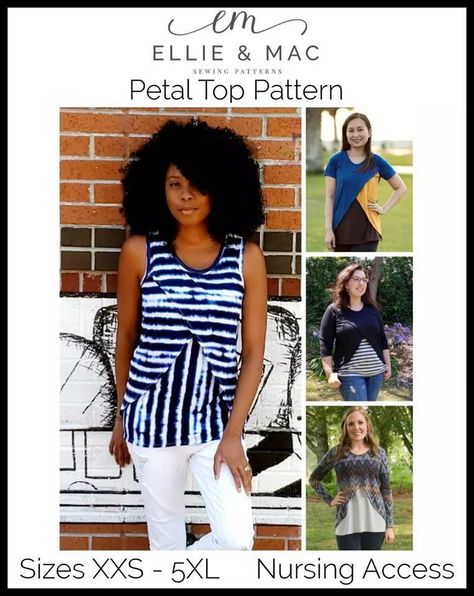 Ellie and Mac Nursing Friendly Petal Top Sewing Pattern Release and Sale - Seams Sew Lo Ellie And Mac Patterns, Ellie And Mac, Sell Dresses, Top Sewing, Sewing Magazines, Fashion Closet, Clothes Sewing, Top Sewing Pattern, Womens Sewing Patterns