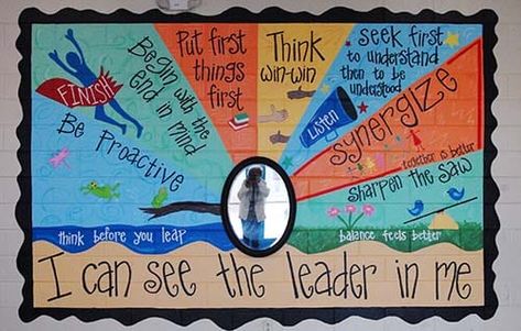 HES is transformed by “The Leader in Me” | Haywood County Schools Leadership Bulletin Boards, The Leader In Me, Inspirational Bulletin Boards, School Environment, Leadership Activities, Seven Habits, School Climate, Back To School Bulletin Boards, School Murals