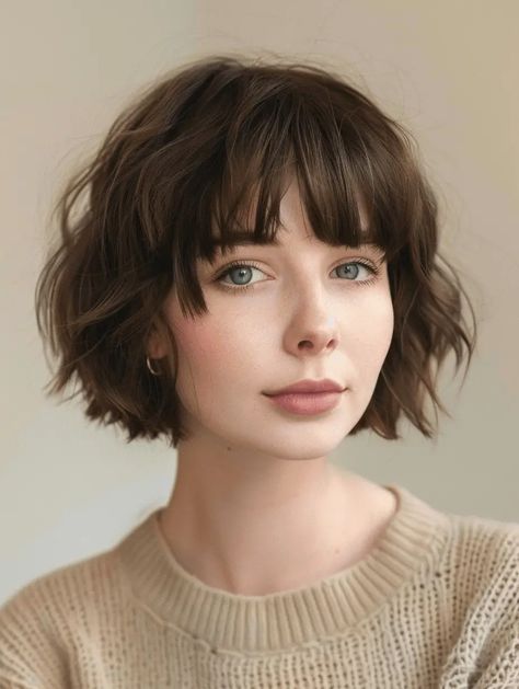 Short Bangs For Round Face, Pixie With Bangs Round Face, Haircut For A Round Face, Flattering Haircuts For Round Faces, Haircuts For Round Faces, Flattering Haircuts, Short Hair Cuts For Round Faces, Bob Haircut For Round Face, French Bob