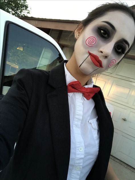 Jigsaw Makeup Woman, Jigsaw Costume Women, Saw Halloween Costume, Jigsaw Makeup, Fancy Dress Makeup, Jigsaw Costume, Halloween Costumes 2015, Jigsaw Halloween, Saw Halloween