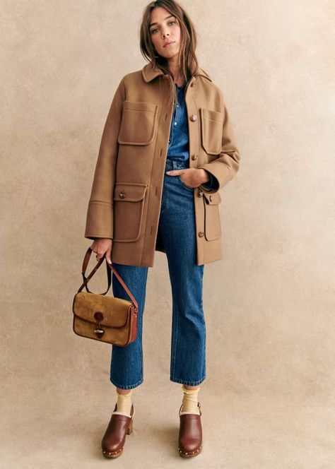 Paolo Coat - Ecru - Sézane Camel Coat Outfit Winter Style 2024, Sezane Inspired Outfits, Sezane Outfit, Spring Jackets For Women, Daytime Outfits, Camel Coat Outfit, Outfit Minimal, Outfit Pieces, Looks Jeans