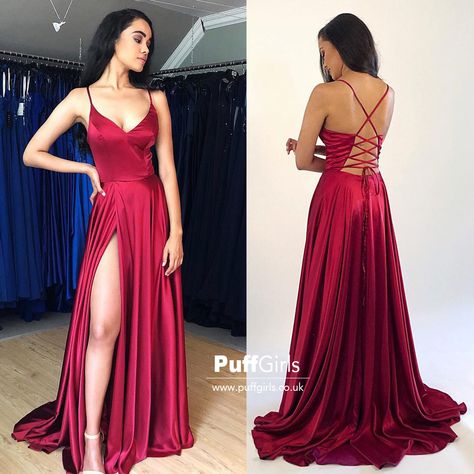 Red Silk Formal Dress, Red Silk Prom Dress, Flowy Prom Dresses, Looks Hip Hop, Party Dresses With Sleeves, Dinner Gowns, Dark Red Dresses, Red Silk Dress, Classy Prom