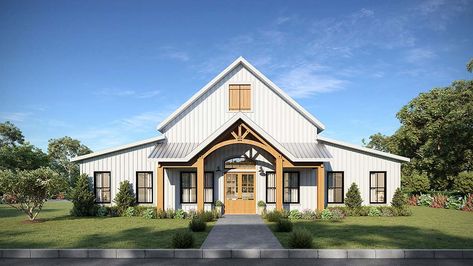 Barndominium, Farmhouse Style House Plan 77427 with 2460 Sq Ft, 3 Bed, 2 Bath, 2 Car Garage Barn Plan, Barndominium Plans, Barn Style House Plans, Open Concept Layout, Barndominium Floor Plans, Farmhouse Barndominium, Farmhouse Style House Plans, Barn Style House, Barn House Plans