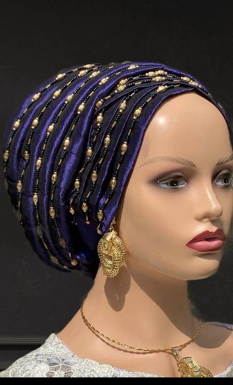 The ring turban hat style,luxuriously beaded , #fashion Latest Turban Cap Design, Latest Turban Cap Styles, Turban Cap Style, Diy Hair Fascinator, Grow Hair Overnight, Floral Hijab, Fascinator Hats Diy, African Hair Wrap, African Turban