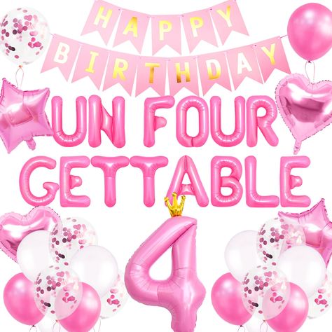 PRICES MAY VARY. Latex Our Un Four Gettable Party Supplies will make your party more interesting and immerse your family and guests in an unforgettable experience Enjoy our Un Four Gettable Birthday Decoration. Very suitable for summer party, 4th birthday party You will get: 1 x Un Four Gettable letter balloons, 2 x pink star balloons, 2 x pink hearts, 35 x latex balloons, 1 x number 2 balloons Exquisite design, Beautiful and Funny Have a party with your friends! Our kindness towards your birthd Four Year Birthday Theme, 4th Bday Party Girl Theme, Four Year Old Birthday Theme Girl, 4th Girl Birthday Party Ideas, 4th Birthday Ideas For A Girl, Un Four Gettable Birthday Theme, Unfourgettable 4th Birthday Girl, Girl 4th Birthday Party Themes, Girls 4th Birthday Themes