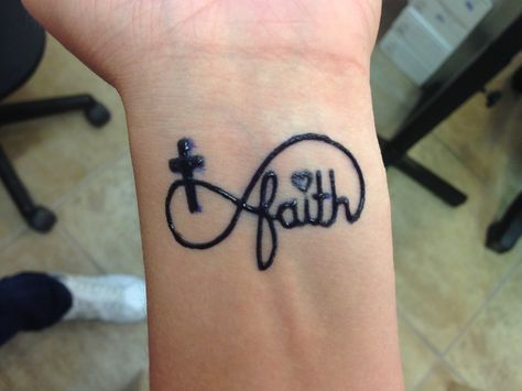 Faith infinity and cross henna tattoo Faith Cross Tattoos, Love Wrist Tattoo, Simple Cross Tattoo, Faith Tattoo On Wrist, Wrist Henna, Cute Henna Designs, Cute Henna Tattoos, Henna Style Tattoos, Cute Henna