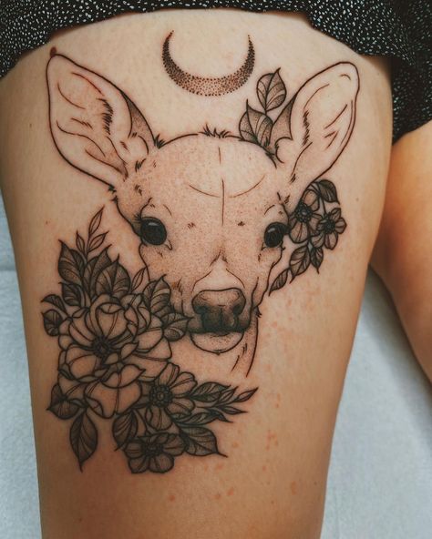 ⚡️ T A T T O O S B Y ⚡️ Samantha Rose | Oh deer 🦌 • • • #Art #artist #artwork #creative #drawing #fineart #illistration #ink #eikondevice #canadiantattoo #vancouvertattoo… | Instagram Floral Deer Tattoo, Fawn Tattoo, Deer Tattoos, Canadian Tattoo, Vancouver Tattoo, Neotraditional Tattoo, Deer Tattoo, Artwork Creative, Oh Deer