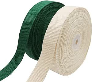 Rydowenna Heavy Cotton Webbing 1 Inch Wide 2 Rolls/ 20 Yards Straps for Webbing Bag Handles, Bag Strap,Tote Bag Webbing,Cloth Belt,Arts and Crafts (White,Green),Green,White(zhmzd-01) Eco-friendly Bag With Adjustable Strap And Round Handle, Eco-friendly Canvas Bag With Adjustable Strap For Everyday Use, Green Canvas Bag With Adjustable Strap For On-the-go, Eco-friendly Green Straw Bag With Braided Handles, Versatile Adjustable Bag Strap For On-the-go, Cloth Belt, Webbing Belt, Amazon Art, Bag Handle