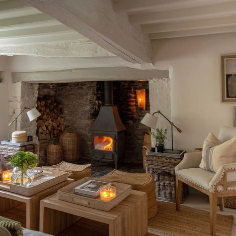 Interior Designer - Bee Osborn (@osborninteriors) • Instagram photos and videos Osborn Interiors, Cotswold Cottage Interior, Barn Conversion Kitchen, Cottage Lounge, Painted Beams, Beam House, Log Burner Living Room, Cotswold Cottage, Country Cottage Interiors