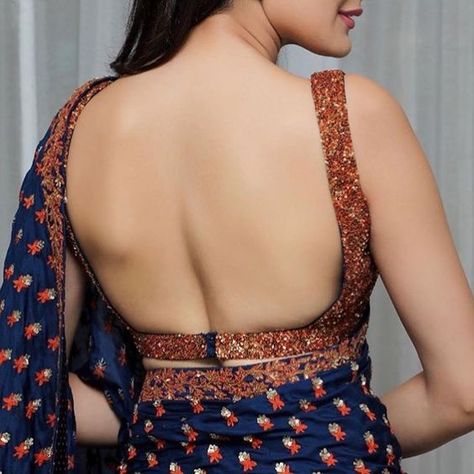 Cold Shoulder Blouse Designs, Trending Blouse, Pragya Jaiswal, Sleeveless Blouse Designs, Saree Blouse Neck Designs, Backless Blouse Designs, Blouse Design Images, Blouse Designs Indian, Elegant Blouse Designs