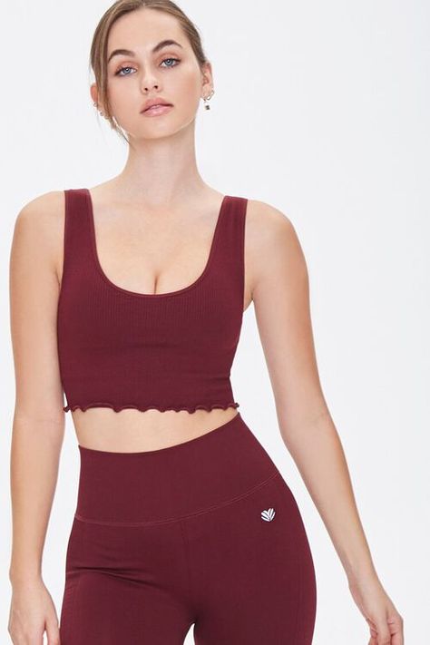 Active Lettuce-Edge Crop Top Forever 21 Store, Forever 21 Activewear, Running Trail, Activewear Sets, Forever21 Tops, In The Gym, Now And Forever, Knit Crop Top, Knit Crop