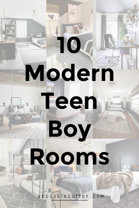 We are thinking about redoing our teen boys room and while I was looking for inspo, I rounded up 10 teen boy room ideas from my fav bloggers! Teen Boy Shelf Decor, Bedroom For Teenagers Boys, Teen Desk Ideas Boy, Small Teen Room Ideas For Boys, Teen Boy Accent Wall Ideas, Teenage Room Decor Boy Bedroom Ideas, Teen Bed Room Ideas, Small Bedroom For Teen Boy, Neutral Teen Boy Room