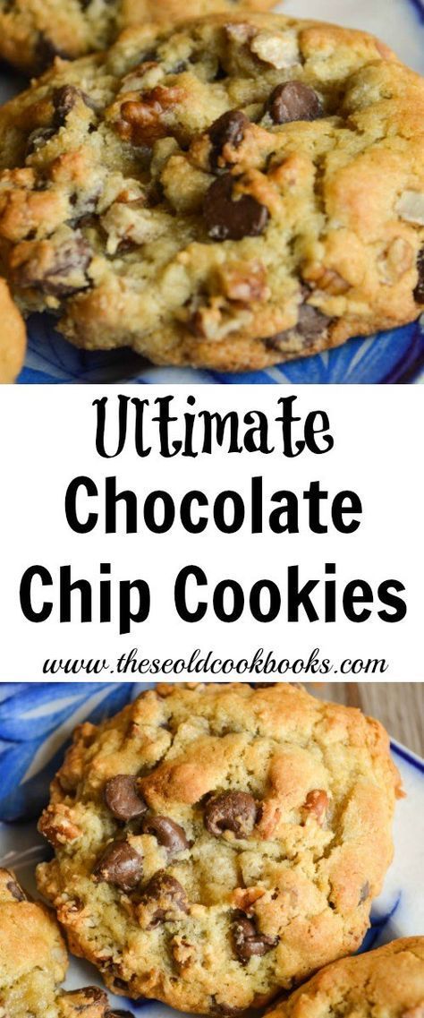 When you need a new go-to cookie recipe, try these Ultimate Chocolate Chip Cookies which are chock-full of chocolate chips and pecans. Ultimate Chocolate Chip Cookies Recipe, Ultimate Chocolate Chip Cookies, Ultimate Chocolate Chip Cookie, Chocolate Chip Cookie Recipe, Buttery Cookies, Chip Cookie Recipe, Yummy Sweets, Chocolate Chip Cookie, Cookies Recipes Chocolate Chip