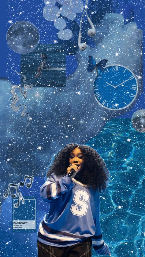 SZA ⭐️ #szacollage #sza #vibes #aesthetic #blue #Sos #szasos #szashuffle Sza Aesthetic Blue, Sza Aesthetic, Wall Aesthetic, Jersey Outfit, Aesthetic Blue, Girl Stuff, Blue Walls, Classic Blue, Wall