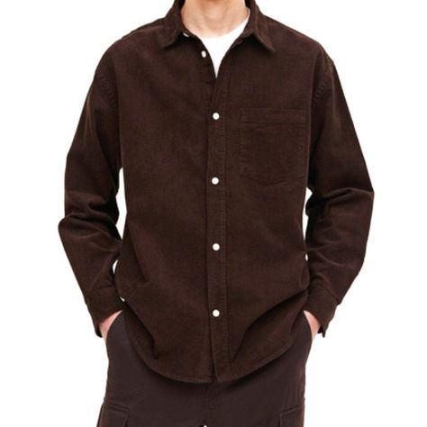 H&M Shirts | H&M Males's Cotton Relaxed Match Corduroy Shirt - M | Coloration: Brown | Measurement: M- #Brown #Color #Corduroy #Cotton #Fit #Mens #Relaxed #Shirt #shirts #Size Check more at https://howcandothis.com/manstyle/hm-shirts-hm-maless-cotton-relaxed-match-corduroy-shirt-m-coloration-brown-measurement-m/ Jin Fashion, Shirt Outfit Men, Khaki Shirt, Sleeve Placket, Black Pants Men, The Legion, Corduroy Shirt, H&m Shirts, Man Style