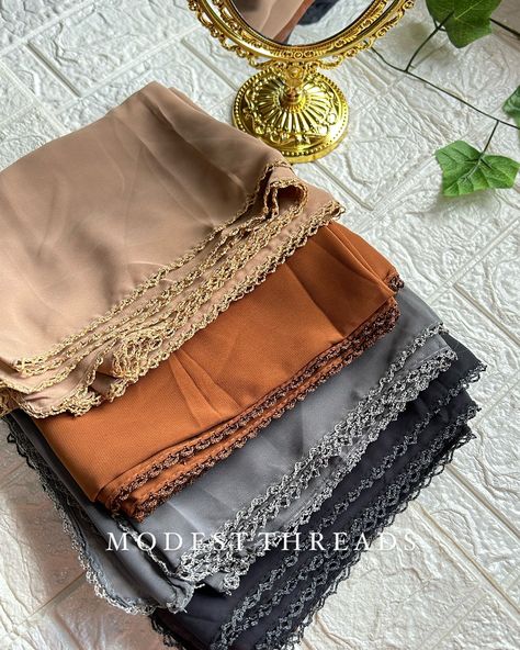 ﷽ Introducing Chiffon Crochet Hijabs🤍🌷 Perfectly lightweight and delicately designed for a chic, effortless look. Whether you’re dressing up or keeping it casual, these hijabs are your go-to for ultimate style and comfort. Shop now and add a touch of elegance to your wardrobe! #ChiffonCrochet #HijabStyle #ModestFashion #EffortlessElegance - Heavy Chiffon - 75*175 cm - Available in 10+ Beautiful Shades 🌈 - Shipping all over India 🇮🇳 - Shop Via DM 💌 #modestthreads #hijabs #modestclothing #... Hijab Styles Chiffon, How To Style Chiffon Hijab, Brown Chiffon Hijab, Chiffon Hijab Colours, Georgette Scarf Hijab, Hijab Scarf, Modest Outfits, Hijab Fashion, Modest Fashion