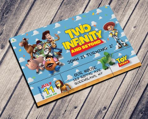 AGE 2 Toy Story 2nd Birthday Party Invite Custom Digital | Etsy Toy Story 2nd Birthday Party, Toy Story 2nd Birthday, Andy's Room, Toy Story Cupcakes, Disney Cake Toppers, Toy Story Invitations, Toy Story Cakes, First Birthday Chalkboard, Toy Story Birthday Party