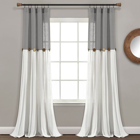 Lush Decor Linen Button Window Curtain Panel | Kohls Grey And White Curtains, White Drapes, Farmhouse Windows, Living Room Decor Curtains, Farmhouse Curtains, Lush Decor, Curtains Living, White Curtains, Curtain Designs