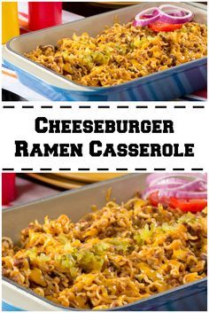 Bacon Cheeseburger Ramen, Top Ramen Lasagna, Ground Beef Roman Noodle Recipes, Weird Dinner Ideas, Roman Noodles Ideas, Ramen Noodle Lasagna Recipes, Ramen Lasagna Recipe, Roman Noodle Recipes Easy, Cheeseburger Ramen