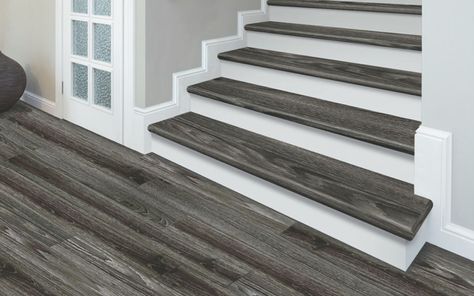 Look and Feel of Resilient Vinyl | Shaw Floors Vinyl Stair Treads, Stairs Covering, Laminate Stairs, Sky Window, Cap A Tread, Vinyl Stairs, Stairs Renovation, Flooring For Stairs, Stairs Makeover