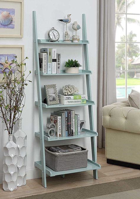 Bookshelf Ladder, Ladder Shelf Decor, Ladder Bookshelf, Quirky Home Decor, Bookshelf Decor, Decor Guide, Ladder Bookcase, Contemporary Home Decor, Easy Home Decor