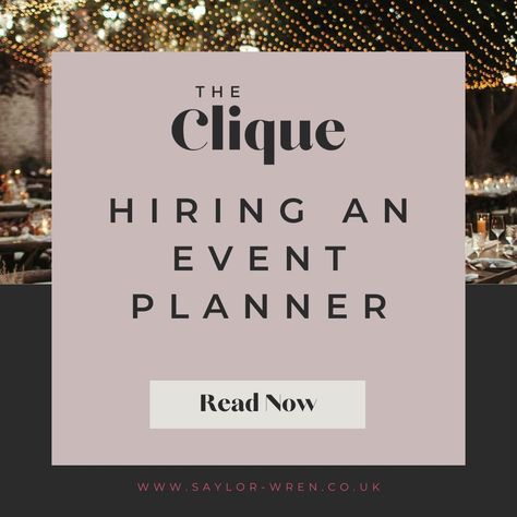 Discover why hiring an event planner might be the best decision you make... Our latest post on The Clique dives into the top benefits—from stress-free planning to flawless execution. Head to our websiteto learn more and take your event to the next level! ✨ www.saylor-wren.co.uk/hiring-an-event-planner #EventPlanning #NewBlogPost #WhyHireAPlanner #EventTips #StressFreeEvents #UKEventPlanner #SaylorWren The Clique, Wren, Be The Best, News Blog, Event Planner, Event Planning, Next Level, The Next, Benefits