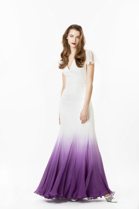 Evelin Ombré Gown | Lilli Jahilo Purple Mermaid Wedding Dress, Ombre Dress Indian, Lilli Jahilo, Purple Ombre Dress, Wedding Dress Ombre, Ombré Gown, Wedding Dresses Purple, Dip Dye Wedding Dress, Dye Wedding Dress