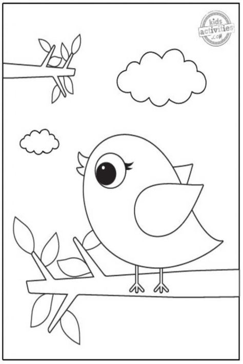 Birds For Kids, Kids Printable Coloring Pages, Bird Coloring, Spring Coloring Pages, Bird Coloring Pages, Coloring Page Ideas, Easy Coloring Pages, Cool Coloring Pages, Page Ideas