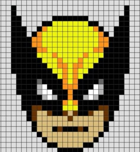 Deadpool And Wolverine Cross Stitch, Deadpool And Wolverine Pixel Art, Wolverine Perler Beads, Deadpool And Wolverine Crochet, Pixel Art Ideas, Graph Paper Drawings, Easy Perler Beads Ideas, Graph Crochet, Easy Pixel Art