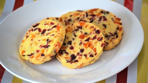 Cranberry-Orange Shortbread Cookies with Apricots Recipe | Allrecipes Apricot Cookies, Cranberry Orange Shortbread, Dried Cranberries Recipes, Orange Shortbread Cookies, Orange Shortbread, Cranberry Orange Shortbread Cookies, Cranberry Dessert, Apricot Recipes, Dessert Cookies