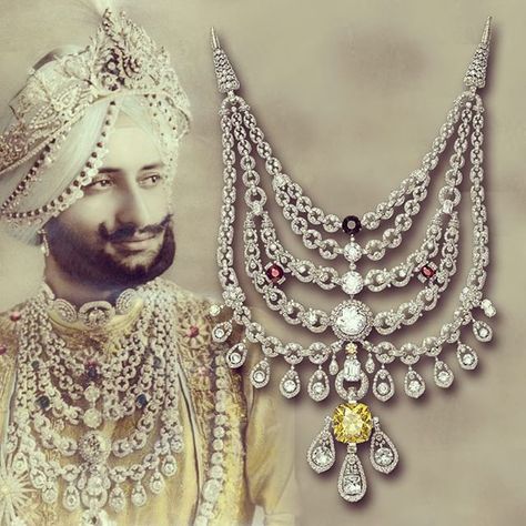 DID YOU KNOW: The #Patiala #Necklace the #largest single commission #Cartier ever executed symbolized the #Maharajas# wealth and #power and is a #metaphor to the  #lifestyle he led. The $25 #million necklace disappeared #mysteriously from the #royal #treasury of Patiala in April 1948 and remains missing until this day! #india #الماس #مجوهرات  #الذهب #زبرجد  #diamants #bijoux #luxe Cricket Player, Royal Indian, British India, Royal Crowns, Antique Jewellery Designs, Heritage Jewellery, Antique Jewelry Indian, Antique Gold Jewelry, Diamond Jewelry Necklace