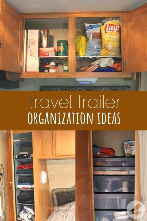 Travel Trailer Organization Ideas, Trailer Organization Ideas, Travel Trailer Storage, Camper Storage Ideas Travel Trailers, Camper Organization Travel Trailers, Astuces Camping-car, Travel Trailer Organization, Travel Trailer Living, Trailer Organization