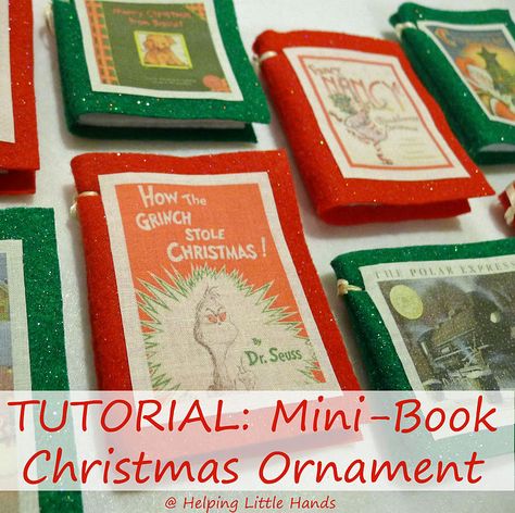 If you're a regular reader, you know how much we love books at our house.  A couple years ago, I made Firecracker a  felt book ornament t... Book Christmas Ornaments, Christmas Ornament Tutorial, Book Ornaments, Classroom Tree, Book Ornament, Christmas Help, Book Christmas Tree, Book Tree, Book Christmas