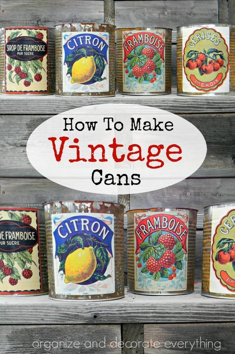 Tin Can Art, Lata Vintage, Foto Transfer, Tin Can Crafts, Can Crafts, Diy Vintage, Vintage Crafts, Vintage Printables, Crafty Diy