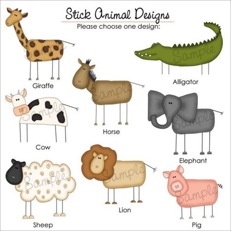 Stick Animals Drawing, Stick Figure Animals, Stick Animals, Animals Giraffe, Stick People, Cow Horse, Stick Figure Drawing, Animal Doodles, Rock Painting Art