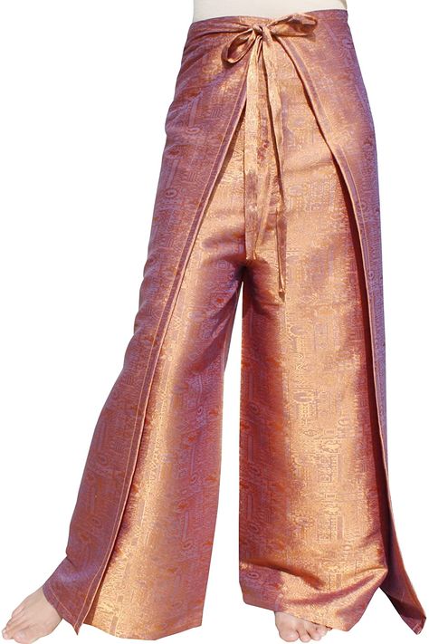 Amazon.com: RaanPahMuang Brand Geometric Thick Textured Silk Drive in Wrap Pants, Medium, Gold Orange : Clothing, Shoes & Jewelry Elegant Gold Silk Bottoms, Luxury Silk Pants, Wrap Yoga Pant, Luxury Fitted Gold Pants, Thai Wrap Pants, Orange Clothing, Mens Athletic Pants, Yoga Pants Men, Thai Clothes