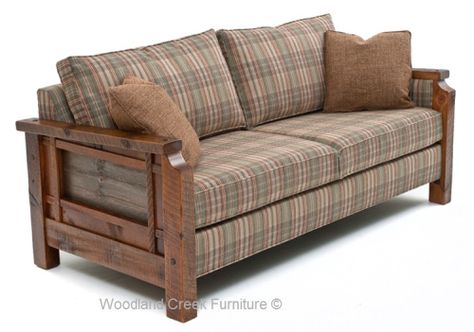 Cabin Sofa Ideas, Rustic Patio Ideas, Cabin Sofa, Stylish Sofa Sets, Unique Living Room Furniture, Unique Living Room, Sofa Wood Frame, Sofa Design Wood, Rustic Sofa