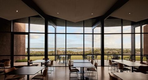 Terrazzo Bathroom Tiles, Golf View, Terrazzo Bathroom, Clubhouse Design, Dry Stack Stone, Stacked Stone Fireplaces, Zinc Roof, Acoustic Ceiling Panels, Entry Wall