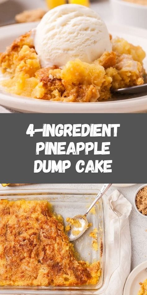 Looking for an easy and delicious dessert? Try this Pineapple Dump Cake! With just a few ingredients, this Pineapple Dump Cake recipe creates a sweet and tangy treat that's perfect for any occasion. If you love pineapple desserts or are a fan of dump cake recipes, this one is sure to become a favorite. Simple to make, and bursting with tropical flavor, it's the perfect dessert for sharing! Yellow Cake Mix Pineapple Dump Cake, Pineapple Pudding Dessert Easy Recipes, Healthy Recipes With Pineapple, Crockpot Pineapple Dump Cake, Pineapple Dump Cake Easy, Pineapple Dump Cake Cobbler, Easy Pineapple Dump Cake Recipes, Pineapple Fluff Cake, Mango Dump Cake