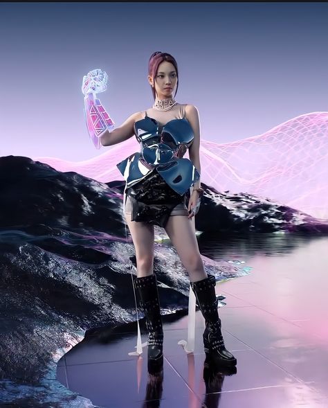 Cyberpunk Photoshoot, Sm Entertainment, Creative Concept, Cyberpunk Aesthetic, Aespa Karina, Concert Fits, 3d Artwork, Robot Concept Art, Fashion Costume