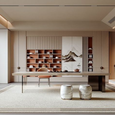 Chinese Office Design, New Chinese Style Interior, Modern Chinese Design, Chinese Office, Chinese Style Interior, Modern Office Interiors, Chinese Design, Living Room Design Decor, Modern Chinese