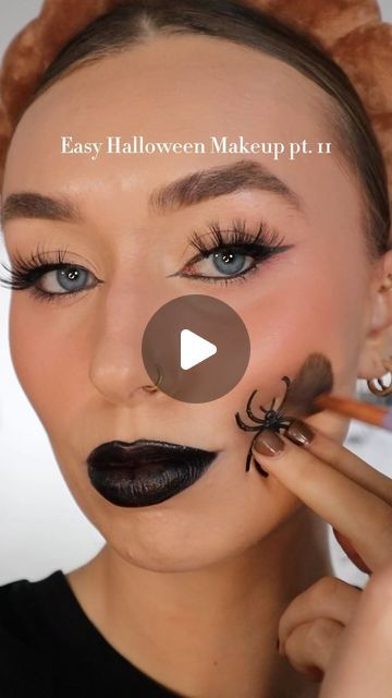 Fast Easy Halloween Makeup, Simple Halloween Makeup For Work, Spider Makeup Halloween Easy, Super Easy Halloween Makeup, Halloween Make Up Spiders, Spider Makeup Easy, Spider Face Paint Women, Spider Costume Makeup, Easy Halloween Spider Makeup