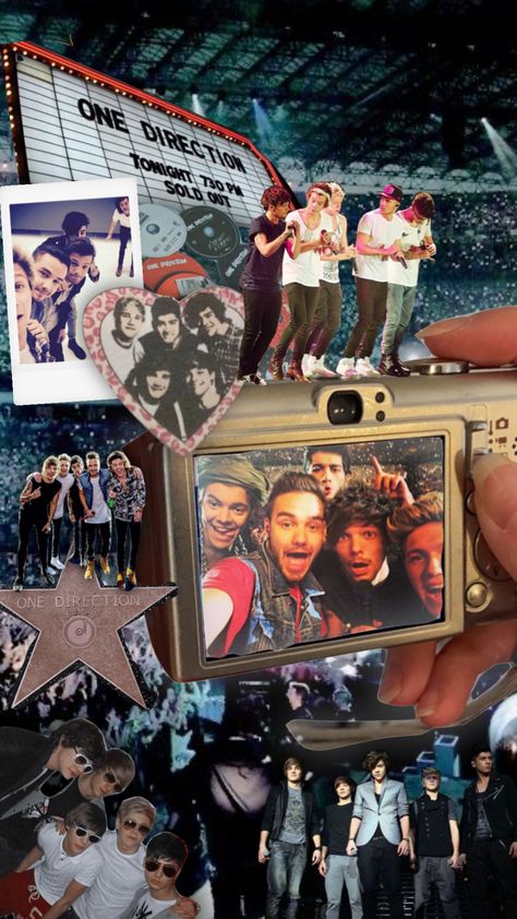 One Direction Shuffle, One Direction Wallpaper Collage, One Direction Collage Aesthetic, One Direction Aesthetic Wallpaper, Instax Aesthetic, 1d Collage, Wallpaper One Direction, 1d Aesthetic, 1d Core